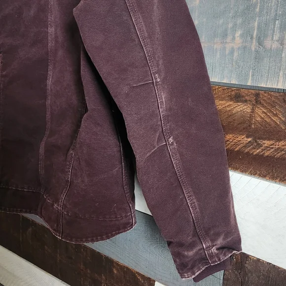 Carhartt Y2K Purple Brown Heavy Hooded Chore Utility Coat RN 14806 Size Small - Picture 8 of 14